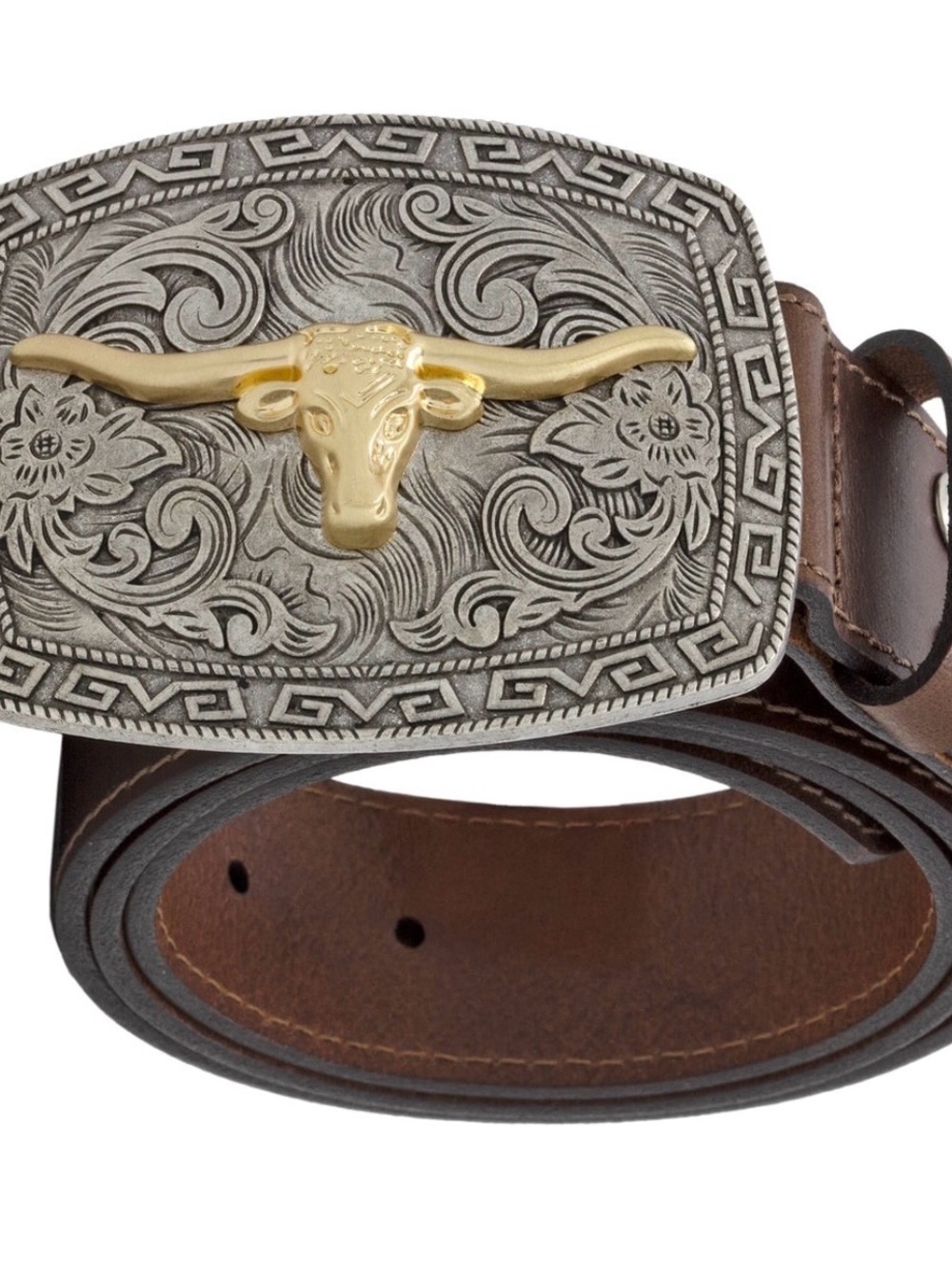 Silver Buckle Longhorn Leather Belt Men’s 36 Kacey Lee Musgraves NWT Cowboy